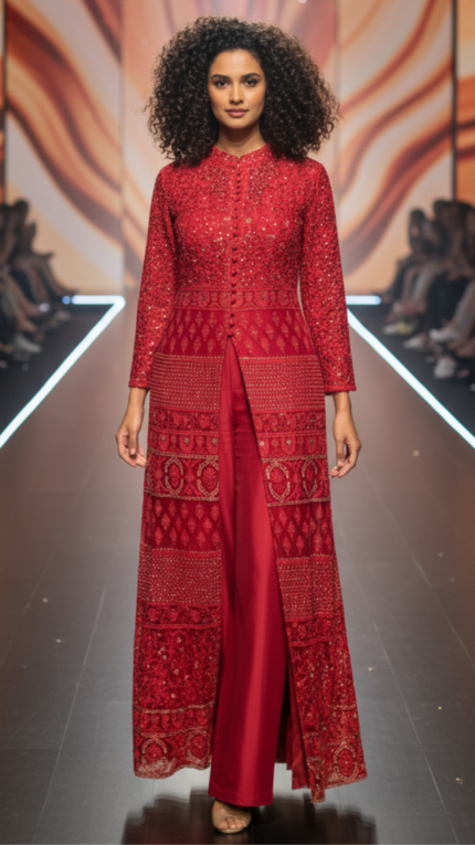 Heavily Embroidered Long Jacket Kurta
