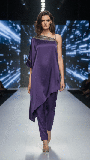 Satin with sequence embroidery