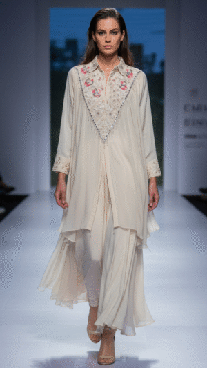 Chinnon crepe with embroidery