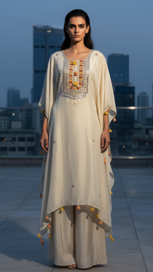 Thread with mirror embroidery Ivory