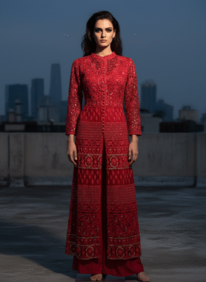 Heavily Embroidered Long Jacket Kurta