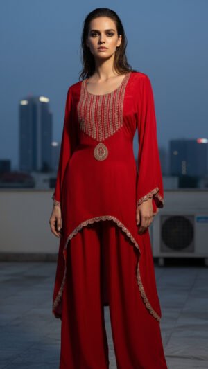 Crimson Curve Suit Set