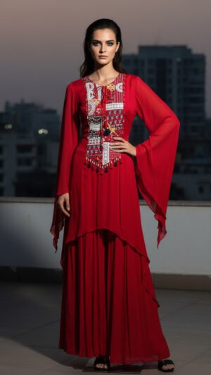 Tribal Embroidered Flared Co-ord Set