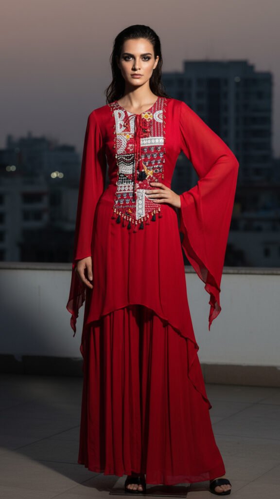 Tribal Embroidered Flared Co-ord Set