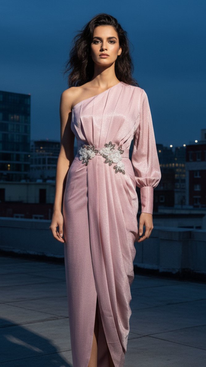 Blossom Drape Dress – Baby Pink