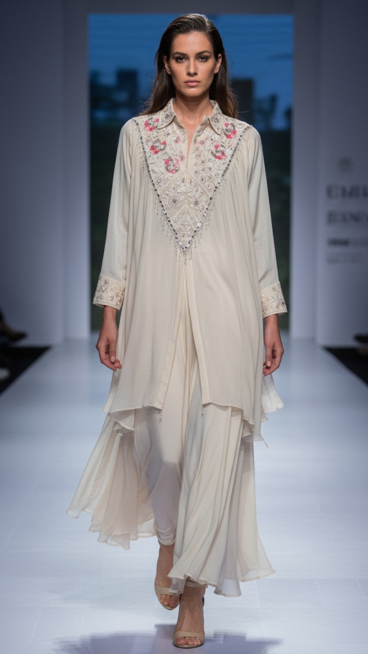 Blossom Drape Indo-Western Set