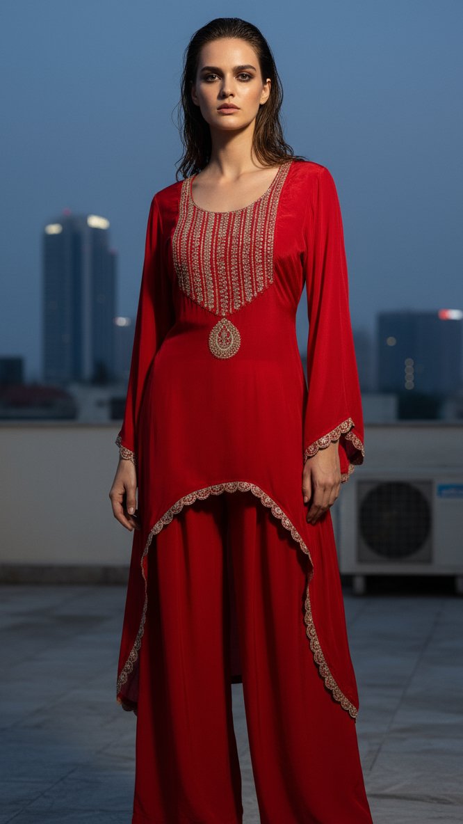 Crimson Curve Suit Set