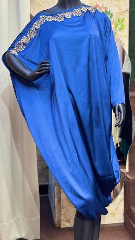 Electric Blue Embellished Drape Dress