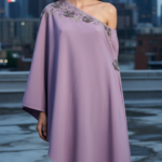 Embroidered Lycra Kaftan Drape Dress