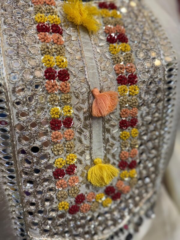 Ivory Mirror Kaftan Suit with Pants