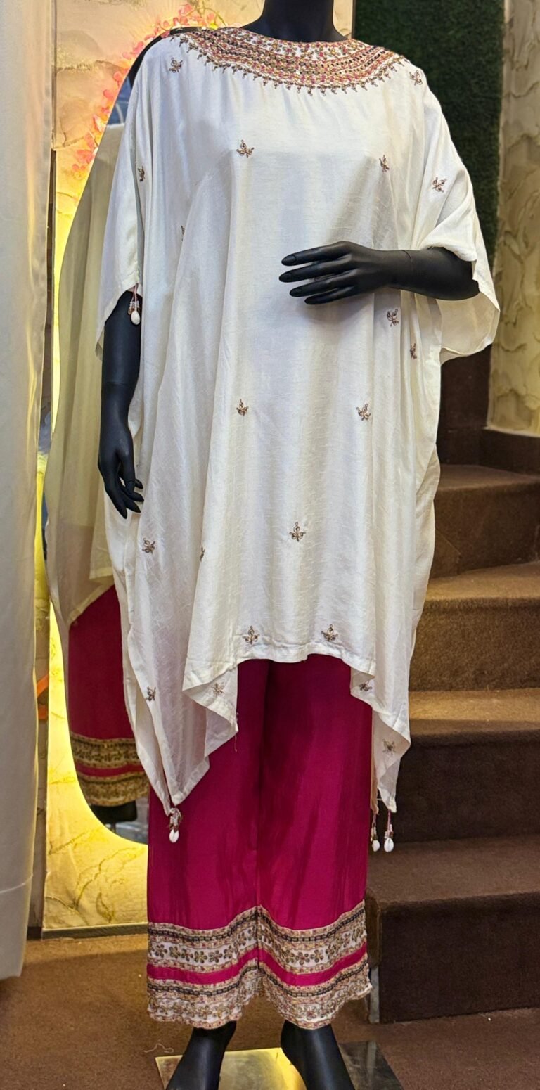 Ivory Pink Kaftan Suit Set