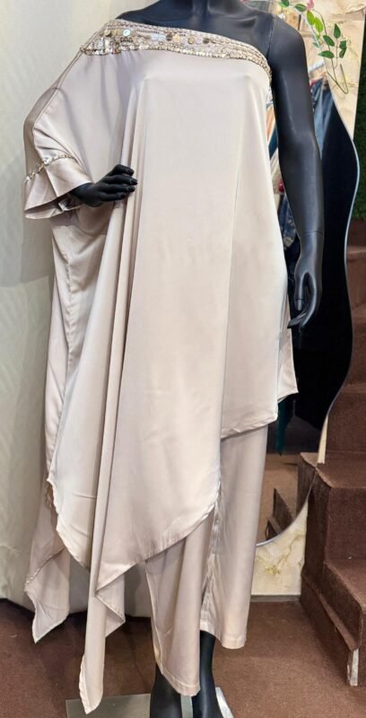 Satin Sequin Kaftan Co-ord Set ivory