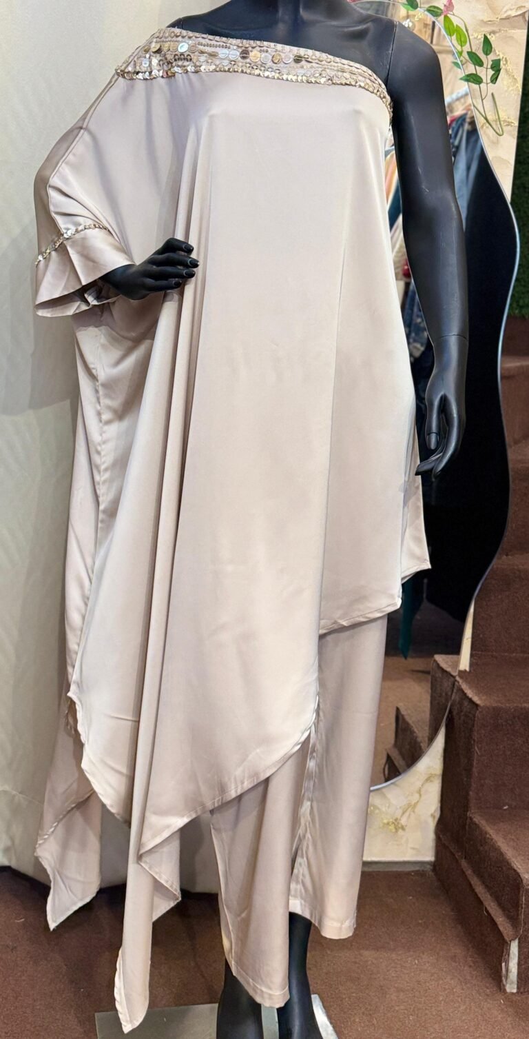 Satin Sequin Kaftan Co-ord Set ivory