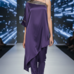 Satin Sequin Kaftan Co-ord Set purple