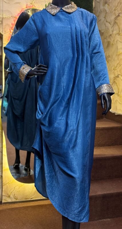 Sequin Collar Drape Indo-Western Dress