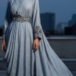 Steel Grey Crushed Drape Dress