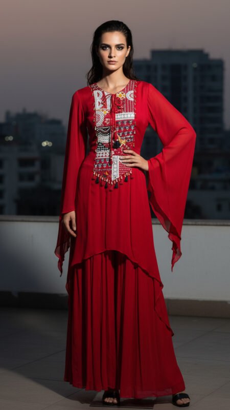 Tribal Embroidered Flared Co-ord Set